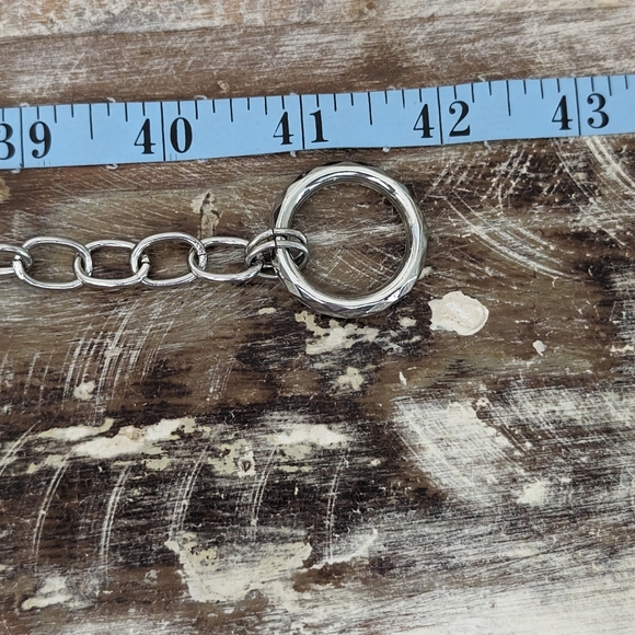 Chico's Polished Silver and Matte Gold Tone, Rhinestone Chain Belt - Picture 8 of 10